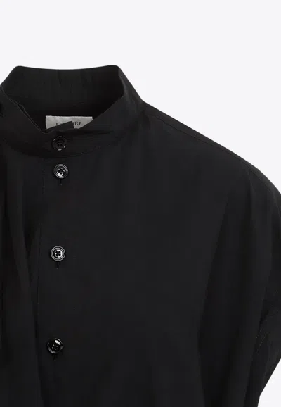 Shop Lemaire Asymmetric Sleeveless Midi Dress In Black