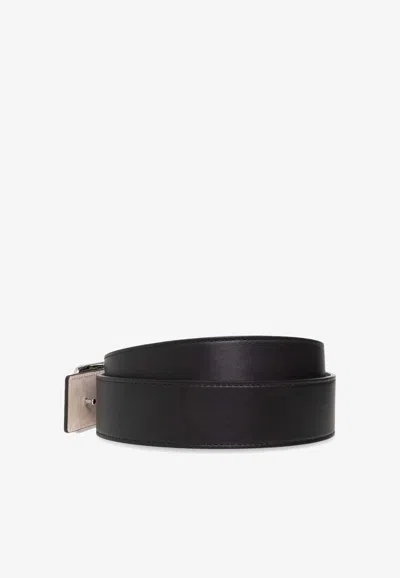 Shop Balmain B-buckle Leather Belt In Black