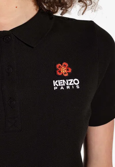 Shop Kenzo Boke Flower Mini Polo Dress In Black