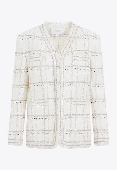 Shop Giambattista Valli Bouclé Sequin-embellished Jacket In White