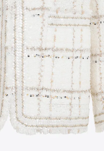 Shop Giambattista Valli Bouclé Sequin-embellished Jacket In White