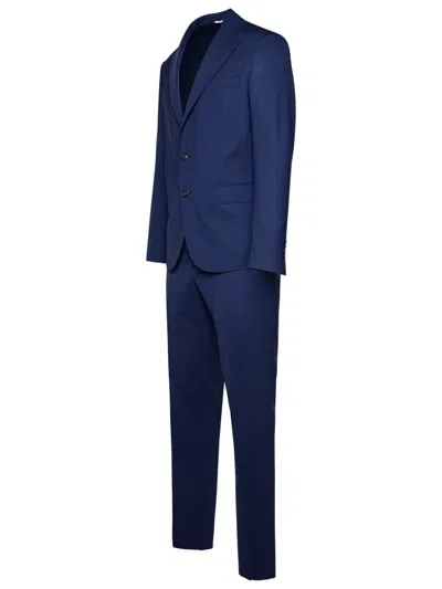 Shop Brian Dales Blue Wool Blend Suit