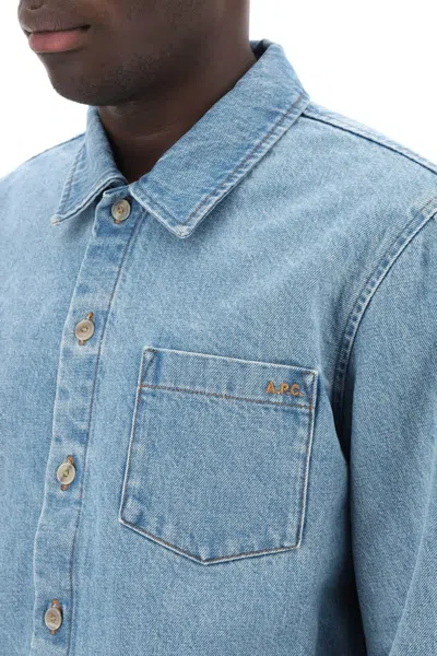 Shop Apc A.p.c. Vittorio Brodée Poitrine Denim Overshirt