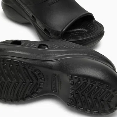 Shop Balenciaga Pool Crocs Black Rubber Sandal