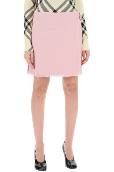 Shop Burberry Textured Wool Mini Kilt Skirt