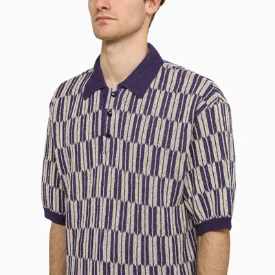 Shop Needles Purple And Grey Short Sleeved Polo Shirt