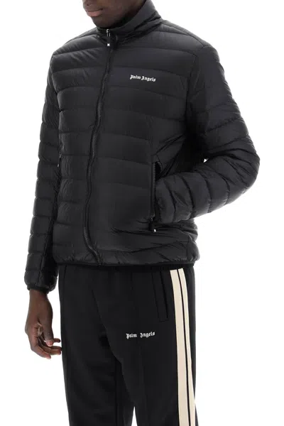 Shop Palm Angels Lightweight Down Jacket With Embroidered Logo