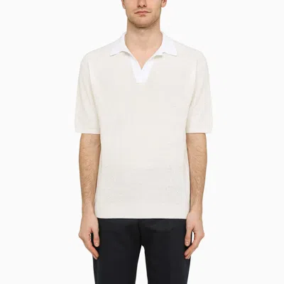 Shop Roberto Collina White Perforated Short Sleeved Polo Shirt