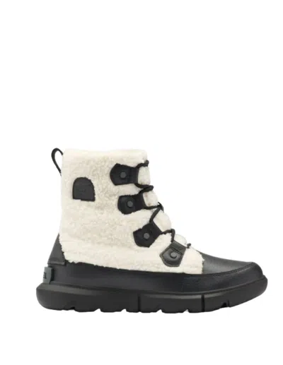 Shop Sorel Explorer Ii Joan Cozy Boot In Black, Sea Salt In White