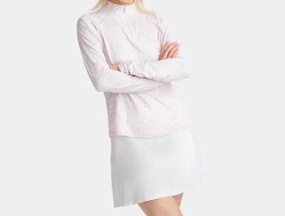 Shop G/fore Distorted Check Silky Tech Nylon Ruched Quarter Zip Pullover In Cameo In Pink