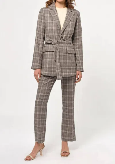 Shop Greylin Indala Check Trouser In Brown In Grey