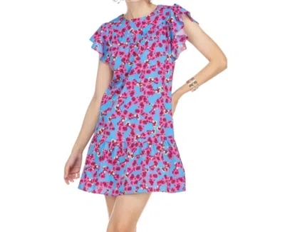 Shop Joy Joy Flutter Sleeve Dress In Pink In Multi