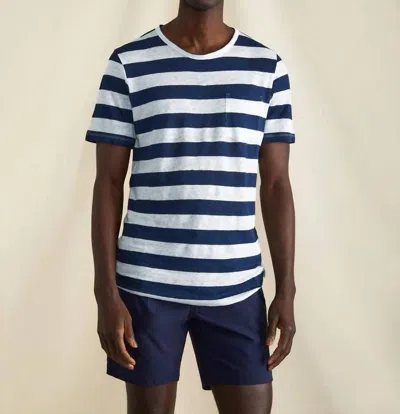 Shop Onia Mens Marco Stripe Short Sleeve Pocket Tee In Navy/white In Blue