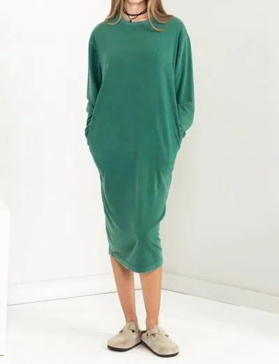 Shop Hyfve Long Sleeve Midi Sweatshirt Dress In Pine Green