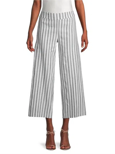 Shop Avenue Montaigne Alex Relaxed Straight Ankle Pant In Coastal Stripe In Grey