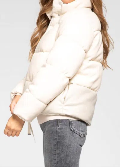 Shop Milly Sharon Vegan Leather Puffer Jacket In Ecru In Beige