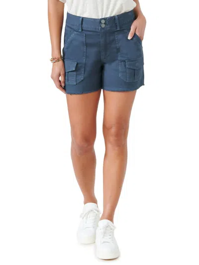 Shop Democracy High Rise Double Button Utility Short In Orion Blue