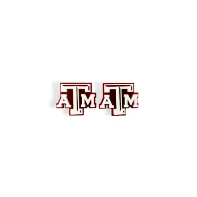 Shop Brianna Cannon Texas A & M Logo Studs In White And Maroon Acrylic In Pink
