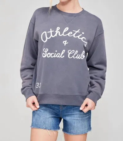 Shop Wildfox Athletics And Social Club Cody Sweatshirt In Faded Indigo In Purple
