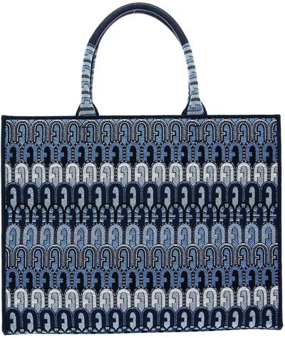 Shop Furla Opportunity Large Tote Bag In Toni Blue Denim