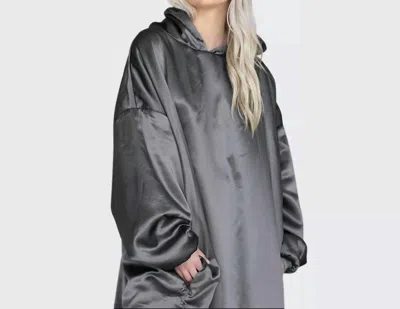 Shop Kitsch Glazey Satin Hoodie In Charcoal In Grey