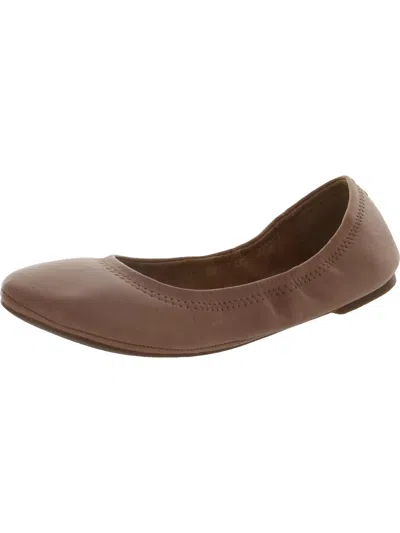 Shop Lucky Brand Emmie Womens Leather Round Toe Ballet Flats In Beige