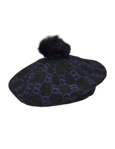 Shop Golfino Pompom Jacq Hat In Blue In Black