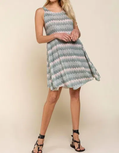 Shop Pol Zig Zag Pattern Dress In Grey Multi In Green