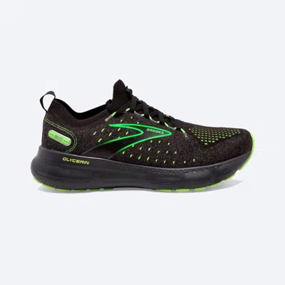 Shop Brooks Men's Glycerin Stealthfit 20 Running Shoes In Black/pearl/green Gecko