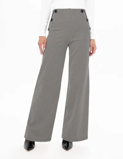 Shop Renuar Combo Wide Leg Pant In Blk/white In Grey
