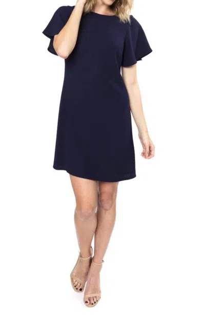 Shop Julie Brown Riva Short Sleeve Dress In Luxe Navy In Blue