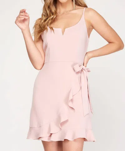 Shop She + Sky Faux Wrap Skirt Cami Dress In Rose In Pink