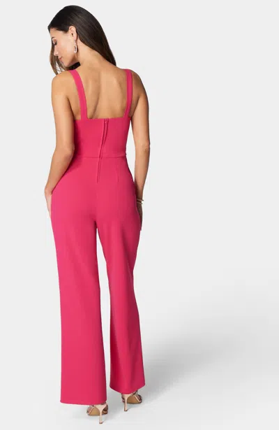 Bebe V Wire Core Jumpsuit In Pink