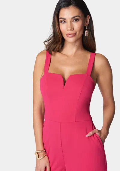 Bebe V Wire Core Jumpsuit In Pink