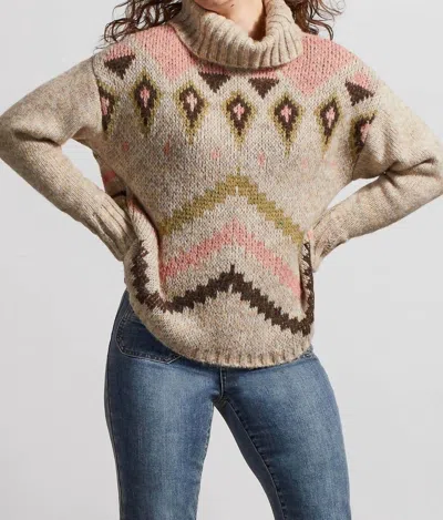 Shop Tribal Women's High Neck Sweater In Oatmeal In Beige