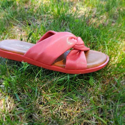 Shop Sesto Meucci Soft Leather Flat Slide Sandal In Red Nappa In Pink