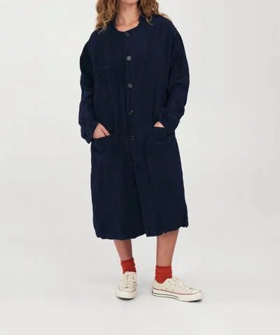 Shop You The Brave Linen Lab Coat In Navy In Blue