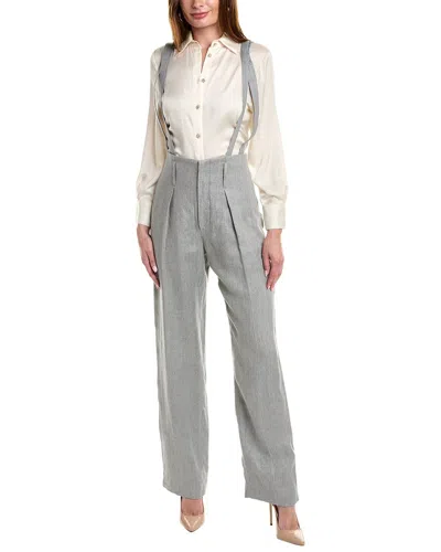 Shop Brunello Cucinelli Linen-blend Pant In Grey