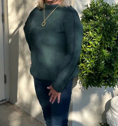 Shop Ost Women's Ribbed Mock Neck Sweater In Basil In Blue
