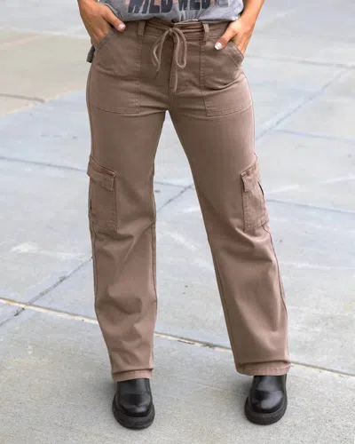 Grace & Lace Sueded Twill Cargo Pants In Caribou In Brown