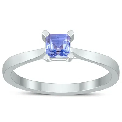 Shop Sselects Square Princess Cut 4mm Tanzanite Solitaire Ring In 10k White Gold