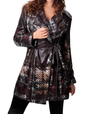 Angel Belted Trench Rain Jacket In Black Multi In Black