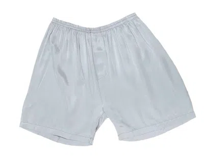Pj Harlow Adam Satin Boxer With Faux Fly In Dark Silver In Silver