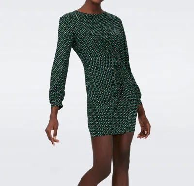 Shop Diane Von Furstenberg Caroline Mini Dress In Diamond Cubes Venus In Green