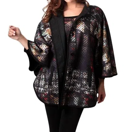 Angel Graphic Cocoon Cape In Black Multi In Black