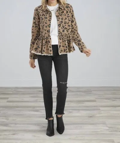Shop Mudpie Banks Denim Jacket In Leopard In Brown