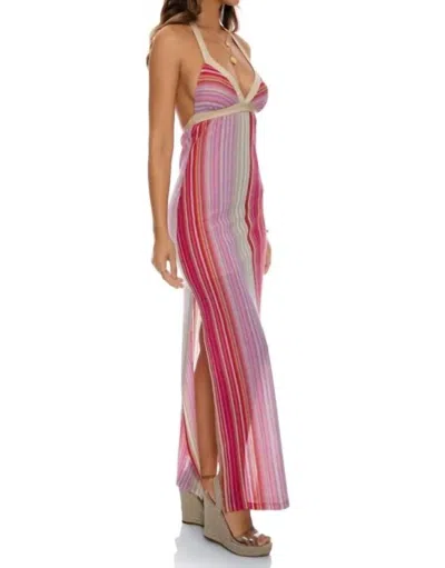 Shop Luli Fama Ready To Wear Maxi Dress In Multi Pink