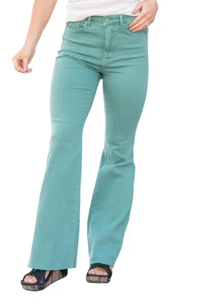 Shop Judy Blue High Waisted Tummy Control Flare Jeans In Topaz In Blue