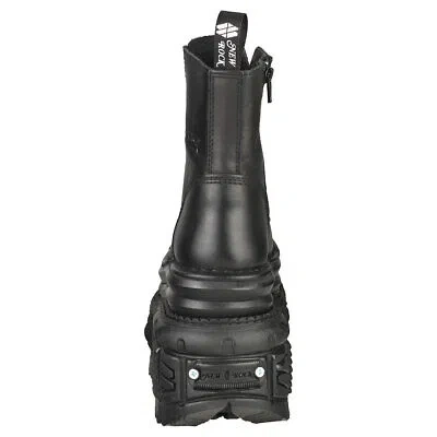 Pre-owned New Rock Rock M-mili083cct-c4 Unisex Black Platform Boots - 10.5 Us