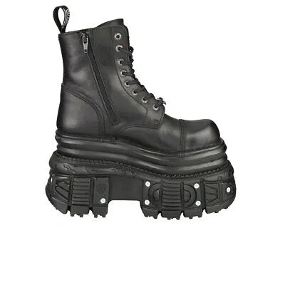 Pre-owned New Rock Rock M-mili083cct-c4 Unisex Black Platform Boots - 10.5 Us